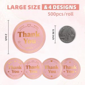 Custom Self Adhesive Shopping Wedding Round <b>Roll</b> Gold 500 Thankyou Label Thanks You <b>Sticker</b> - Product Image 3