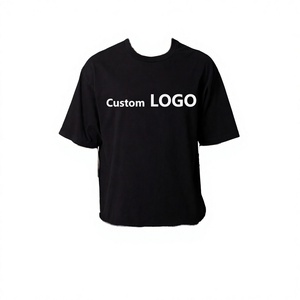 Camiseta Negra Personalizada con Logotipo para Hombre, Manga Corta, Cuello Redondo, Estilo Casual, 100% Algodón, Corte Regular, Diseño con Letra en la Parte Delantera - Product Image 1