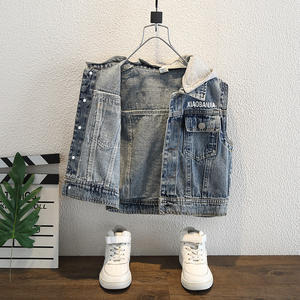 Veste <span class=keywords><strong>sans</strong></span> manches à capuche en denim de coton décontractée pour enfants, vêtements pour bébé garçon, veste pour enfants, printemps automne - Product Image 2