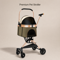 Poussette pliable et imperméable pour animaux de compagnie, avec roue avant à 360° et frein à une touche, OEM, pour chiens et chats de petite et moyenne taille