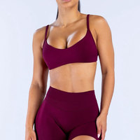 Soutien-gorge de sport 100 % nylon à maintien élevé avec bretelles croisées et évacuation de la transpiration pour la course, le yoga et le fitness - Débardeur pour femme