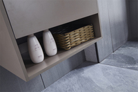 Meuble de salle de bain au design européen moderne, miroir intelligent, panneau en céramique mélaminée, construction rectangulaire en MDF/PVC pour usage hôtelier