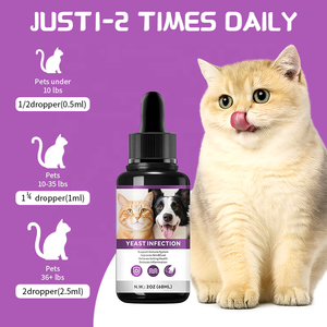 Tetesan infeksi ragi alami 60ml, cairan pendukung kesehatan mantel kulit hewan untuk anjing kucing mendukung rasa OEM - Product Image 6