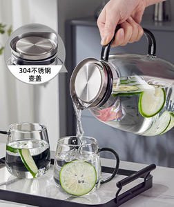 Mango colorido de moda cerveza fría hecha a mano a prueba de agua de vidrio a prueba de calor TAPA DE <span class=keywords><strong>jarra</strong></span> de vidrio de borosilicato transparente gruesa - Product Image 2