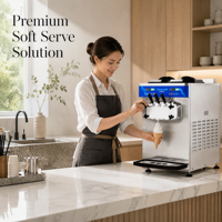 Machine à crème glacée molle 3 saveurs de marque Snowcream U88 |   Machine à glace de table haute capacité 30L/H avec agitateur Maglev