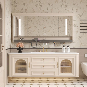 <span class=keywords><strong>Mueble</strong></span> <span class=keywords><strong>de</strong></span> <span class=keywords><strong>Baño</strong></span> Flotante con Lavabo Individual <span class=keywords><strong>de</strong></span> 36-92 Pulgadas, Madera Sólida, Espejo LED Inteligente con Desempañador, Diseño Moderno Francés, <span class=keywords><strong>para</strong></span> Hotel o Villa, 5 Años <span class=keywords><strong>de</strong></span> Garantía - Product Image 1