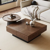 Table basse en bois au design rétro moderne avec rangement simple, style mi-ancien durable, petite table centrale haut de gamme créative