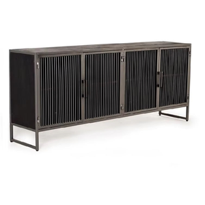 Buffet élégant en bois pour salle à manger, avec portes sculptées à la main par des artisans et un grand espace de rangement avec tiroirs. - Product Image 5