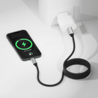Câble USB-C vers Lightning 9V 3A 27W magnétique auto-enroulable pour charge rapide et transfert de données pour téléphone, Pro Max, ordinateur portable, voiture