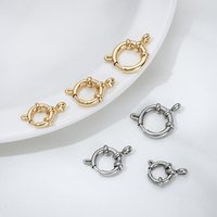 Prix de gros Connecteurs de bijoux DIY en acier inoxydable 316L plaqué or 14K, 10mm, 12mm, 14mm, avec fermoirs à ressort marin
