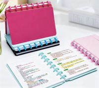 Carnet à disques A5 en cuir PU couleur macaron, organiseur à feuilles mobiles, couverture en cuir pour agenda