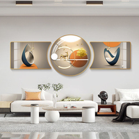 Ensemble de 3 miroirs muraux géométriques de luxe en forme de cerf, en porcelaine cristalline beige, bleue et dorée, pour la décoration du salon