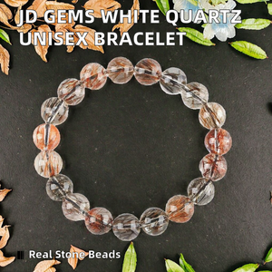 Astrist Quartz Clear White <strong>Beaded</strong> <strong>Bracelet</strong> for Unisex Trendy Natural Stone Jewelry and Gift - Product Image 2