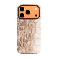 Nouvelle Arrivée Étui en Cuir Véritable d'Alligator/Crocodile Exotique et Élégant pour iPhone 18 17 Pro Max avec Fermeture Magnétique