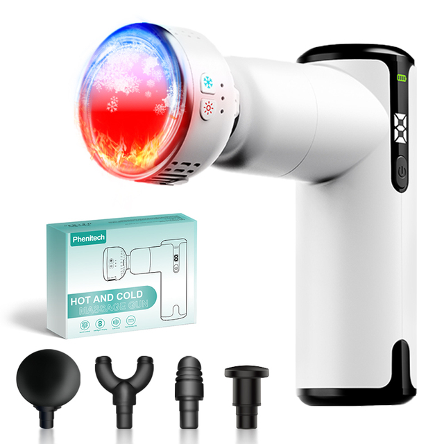 Heat and Cold Therapy Massage Gun Deep Tissue Mini Massager Fascial Gun Heated and Cooling Electric Back Full Body Massager