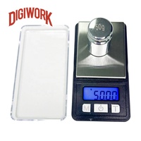 DIGIWORK 500g*0.1g Balance de poche haute précision avec rétroéclairage LCD, dimensions 8,5*4,5*2 cm, très mini, mesure du poids avec plateau transparent