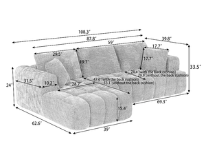 Corduroy Modular L-Shape <b>Foldable</b> Convertible <b>Sofa</b> Compressed Sponge Vacuum Packaging Boneless Design for Living Room Hotel Use - Product Image 2