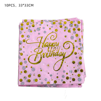 Bannière de fête rose dorée, vaisselle jetable pour la décoration de fête d'anniversaire d'enfants