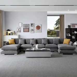 एतुनस आरामदायक आधुनिक बड़े एल आकार बेज पानी प्रूफ मॉड्यूलर सोफे लिविंग रूम के लिए सेशनल - Product Image 3