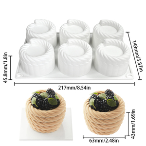 Moule à gâteau en silicone à 6 cavités en forme de colonne tourbillonnante, antiadhésif et flexible, pour la préparation de mousses françaises, de desserts et de chocolats - Product Image 4