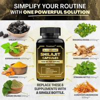 Rosebest Vente en gros Marque privée Qualité supérieure 8 en 1 Capsules d'Ashwagandha et de Shilajit véganes pures Extrait végétal Complément alimentaire