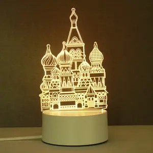 Novo criativo promocional quarto 3D USB cabeceira lâmpada de mesa feriado presente bebê LED pequena noite luz