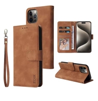 Étui en cuir à rabat magnétique avec porte-cartes pour iPhone 15 Pro Max 14 Plus 13 Mini 12 11 X XS XR SE 2022 8 7 6s
