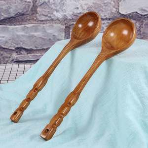 Cuchara de madera retro con logo grabado, tamaño grande, apta para uso doméstico (para sopa), uso comercial (cocina), cocina, alimentos calientes - Product Image 3