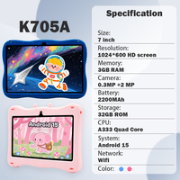El Mejor Regalo, Tablet Infantil de 7 Pulgadas MTK, 3GB+32GB, Resistente al Agua, con Aplicaciones Educativas Preinstaladas, Tablet PC Android 15
