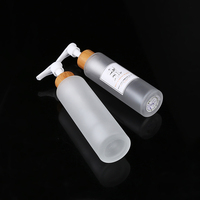 Bouteilles en verre givré vides avec bouchon à vis en bambou, flacon pompe à lotion, emballage cosmétique en bambou