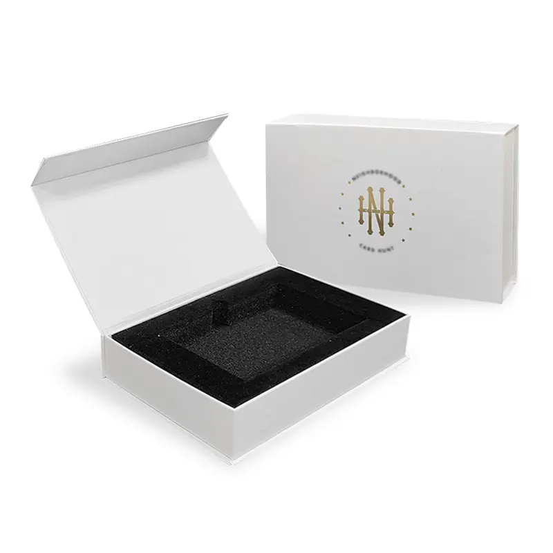 Weiße matte und goldgeprägte starre fotorahmenverpackung aus Karton magnetische Luxus-Geschenkbox mit magnetverschlussdeckel