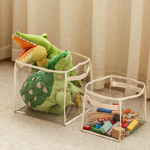 Boîte de rangement transparente Nestop, bac de rangement carré en tissu non tissé, organisateur de jouets pour chambre d'enfant, usage domestique, 25x21x21 cm - Product Image 5