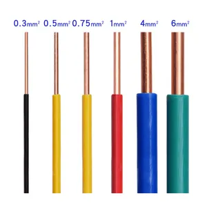 Yüksek kaliteli saf bakır çekirdek elektrikli tel PVC yalıtımlı 1.5 2.5 4 6 mm iletken bölüm güç kablosu için ev