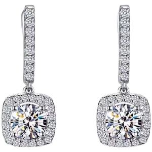 Pendientes Clásicos Cuadrados de Diamante Cz Vintage Moissanite 0.5CT-2CT Plata de Ley 925 Modernos Vintage para Compromiso de Mujer - Product Image 2