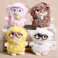 Porte-clés mignon et adorable en forme de petit agneau avec lunettes, poupée en peluche, breloque de sac style Xinjiang, poupée en tissu, jouet câlin