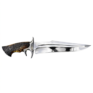 Herramienta utilitaria para exteriores de acero inoxidable de alto carbono pulido a espejo, hecha a mano, con mango de asta de ciervo y escamas de cuerno, con protección para los dedos y soporte para el pulgar. - Product Image 1