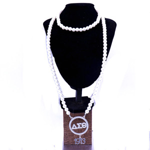Cadena de perlas de imitación para mujer, accesorio de fiesta, símbolo de organización, número 1913, collares del <span class=keywords><strong>Delta</strong></span> griego, joyería - Product Image 3