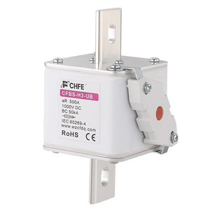 Fusible haute vitesse 1500VDC en céramique et porcelaine, corps carré, contacts à connexion par boulons, capacité de coupure 100kA pour stockage d'énergie - Product Image 6