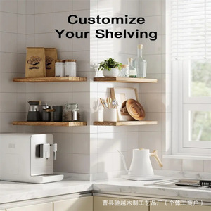 Wooden Floating <b>Shelf</b> Rectangular Wall Mounted No Drill Storage Rack For Bathroom And <b>Bedroom</b> Single Line Design - Product Image 4