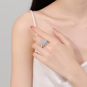 Vintage Inspired Floral <b>Adjustable</b> <b>Ring</b> Silver Plated Copper Alloy <b>Rings</b> Elegant Handcrafted Featuring Brilliant Zircon <b>Rings</b> - Product Image 4