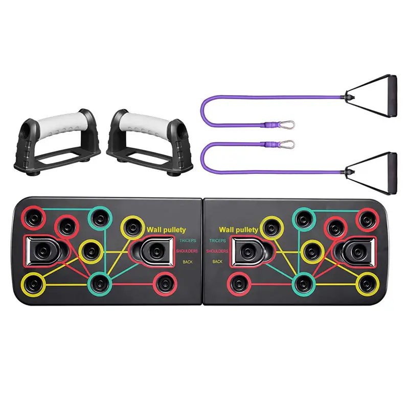 Pull Training Exercise PushUp Board Rack Stand Portable Multi-functional folding set push-up Board with resistance bands