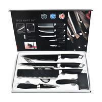 HSK Lot de 4 couteaux de cuisine à motif ondulé en acier inoxydable à haute teneur en carbone pour chef cuisinier