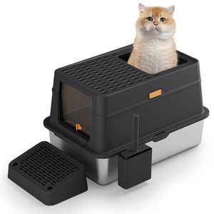 Pelle coulissante Nettoyage facile Multi Couleur Portable De Luxe En Acier Inoxydable Litière Pour Chat Toilette Pour Animaux De Compagnie Chat <span class=keywords><strong>Bac</strong></span> À <span class=keywords><strong>Sable</strong></span> - Product Image 5