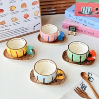 Mug en céramique Lelyi avec poignée animale dessinée à la main, design mignon et esthétique, tasse à café pour fille, cadeau d'anniversaire