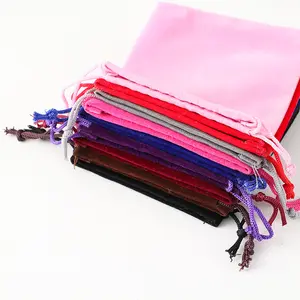 Wholesale Pink Color Microfiber Packaging Pouch Velvet Drawstring Envelope Jewelry Pouch