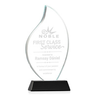 Trophée en cristal noble en forme de flamme en verre transparent pour les récompenses de l'excellence en service, personnalisable