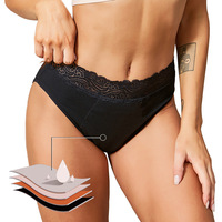 Culotte Femme 4XL Taille Moyenne Unie Quotidienne avec Bordure en Dentelle, Protection en Coton 4 Couches, Haute Absorption, Sans Coussinets