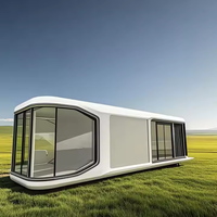 Maisons préfabriquées en forme de capsule spatiale, design luxueux et moderne, pour le camping, avec système intelligent.