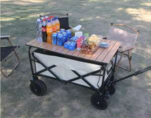 Chariot de camping portable à quatre roues Chariot de plage pliable familial Support OEM personnalisable - Product Image 3