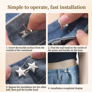 Boucles de pantalon ajustables, clips de serrage de taille sans <span class=keywords><strong>couture</strong></span>, clips pour pantalon, serre-taille étoile - Product Image 5